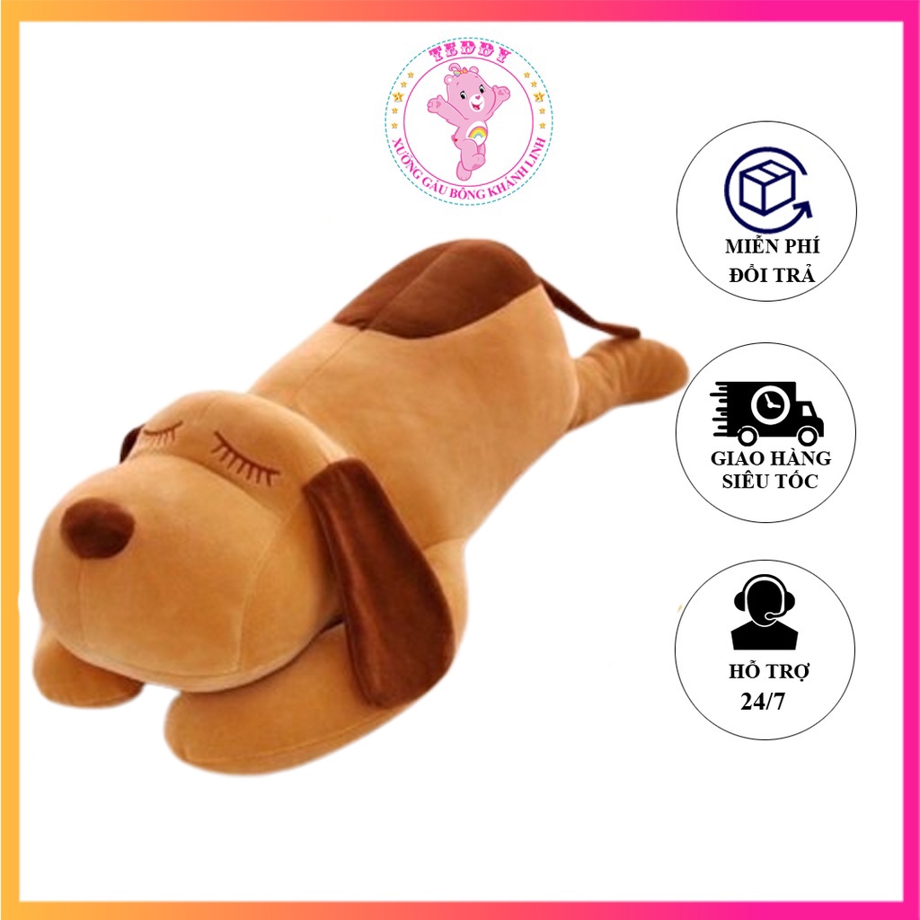 Gấu Bông Chó Ngủ Mũi Tim Size 70Cm Hàng Vải Bông Cao Cấp Xuất Siêu Thị Siêu Bền Đẹp