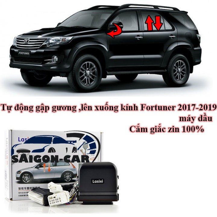 Toyota Fortuner_Bộ tự động gập gương, lên xuống kính cắm giắc gin xe Fortuner 2018-2019 máy dầu-bảo hành 6 tháng