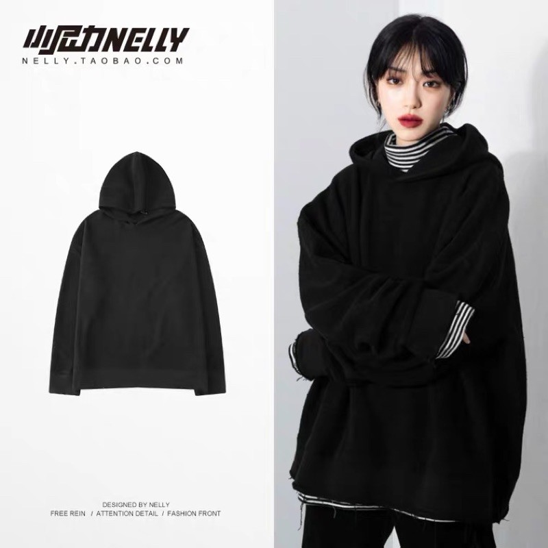 [SẴN] HOODIE ĐEN TRƠN NỈ SỢI