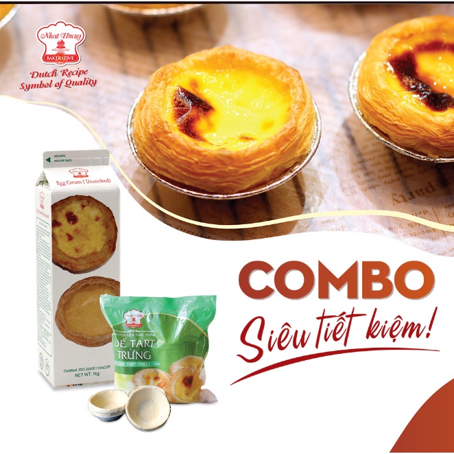 Combo làm tart Trứng (gồm bịch 30 đế bánh và hộp kem trứng )