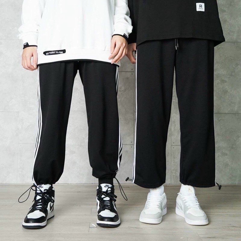 Quần Rút Dây 3 sọc Unisex MeeStore Quần Da Cá 3line Mặc 2 Dáng Cullotes và Jogger