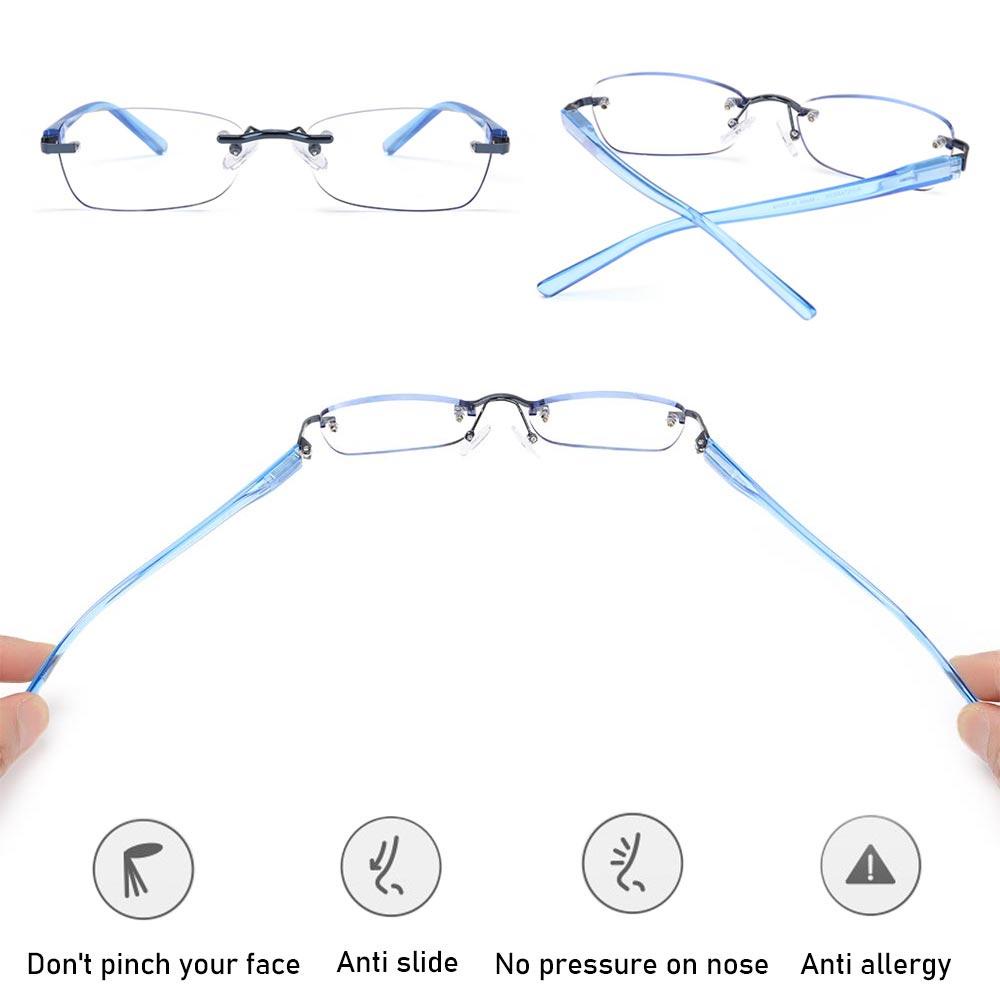 MOILYVN Kính Đọc Sách + 1.0 + 3.5 Kính Lúp Không Gọng Chống Ánh Sáng Xanh