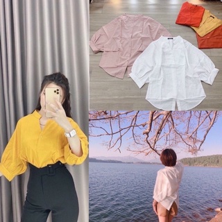 Áo sơ mi cổ trụ nút sau