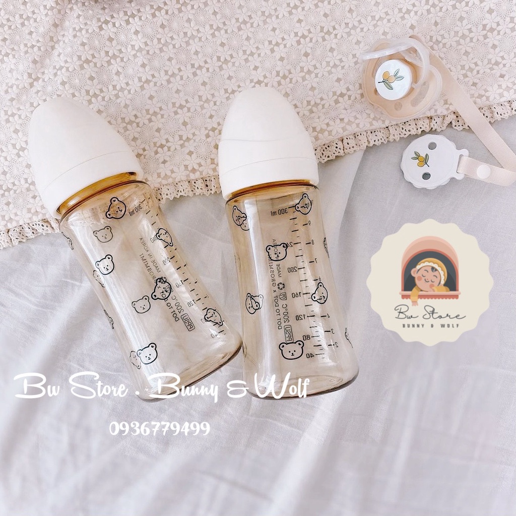 Bình Sữa Gấu 𝙂-𝙧-𝓸-𝙨-𝙢𝙞-𝙢𝙞 𝙭 𝓓-𝓸-𝓽-𝓽-𝓸-𝓭-𝓸-𝓽 nội địa Hàn size 200ml/300ml
