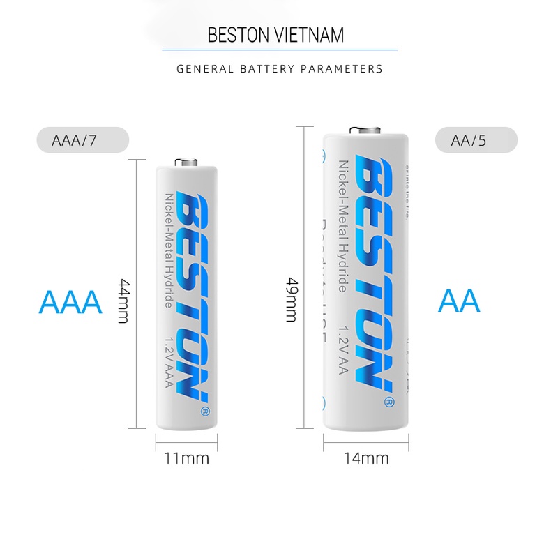 Pin Sạc AA Beston 3000mAh Vỉ 4 Pin Cho Micro Karaoke loa, đồ chơi trẻ em, đồng hồ treo tường