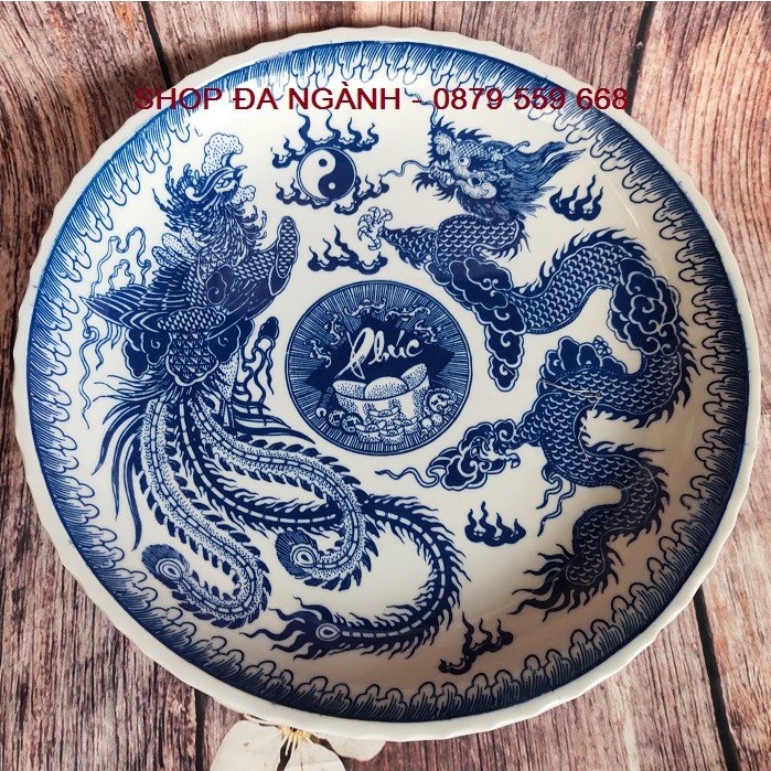 Đồ thờ gốm sứ Bát Tràng - Mâm bồng hoa quả thờ cỡ đại D35cm *đĩa trái cây thờ cúng*