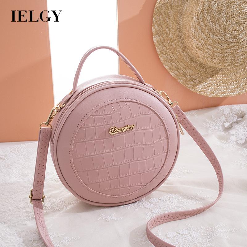 Túi đeo chéo IELGY dáng tròn nhỏ vân da cá sấu phong cách Hàn Quốc thời trang cho nữ