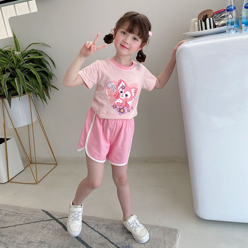 Bộ Đồ Ngủ Ngắn Tay In Hoạt Hình Động Vật Thời Trang Mùa Hè Cho Bé Gái Se7en