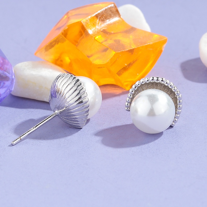 Bông Tai Hình Vỏ Sò Đính Ngọc Trai Đơn Giản Thời Trang Dành Cho Nữ