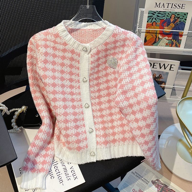 Áo Khoác cardigan Dệt Kim Phối Nút Hình Trái Tim Phong Cách Hong Kong Thời Trang Mùa Thu