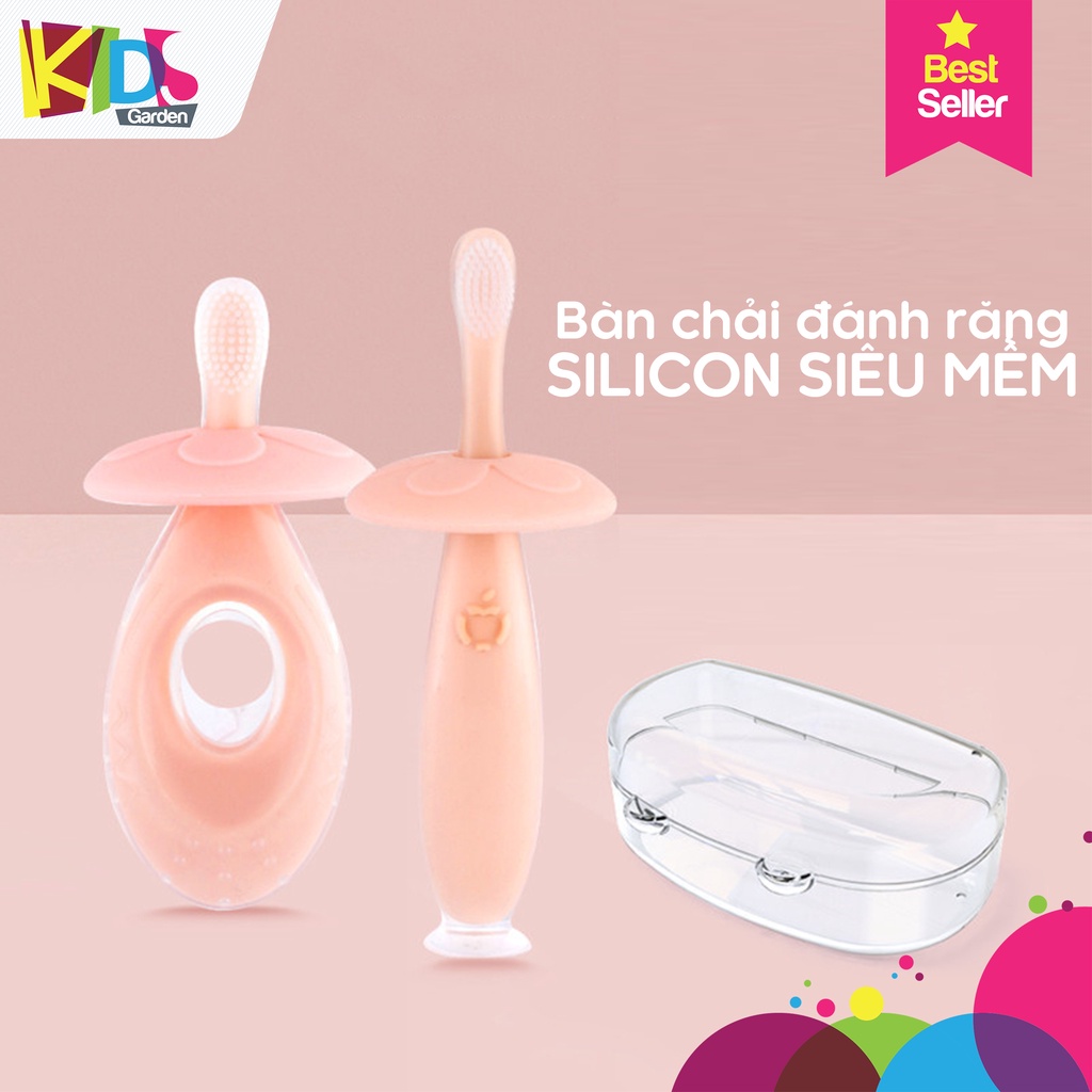 Bàn chải đánh răng cho bé bàn chải silicon siêu mềm với thiết kế tay cầm thông minh an toàn MEBE02