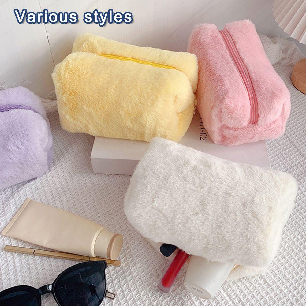 Túi Đựng Bút Bằng Vải Bạt Phối Lông Hình Hoạt Hình Đáng Yêu