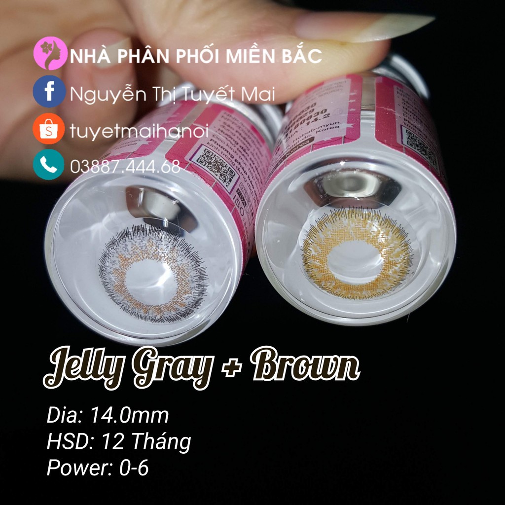 Lens Nâu Tây Jelly Brown 14mm Cận 0 Đến 6 Độ - Kính Áp Tròng Nhập Khẩu Hàn Quốc