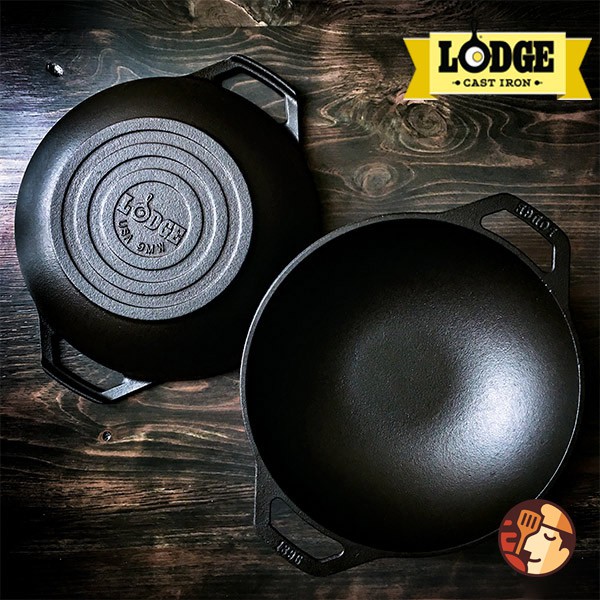 Chảo gang Lodge kiểu Wok Mini 23cm chống dính tự nhiên, dùng được cho mọi loại bếp và lò nướng