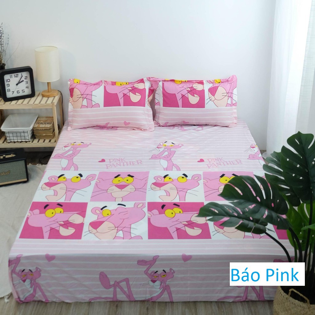 [GIÁ HỦY DIỆT] Bộ Drap Ga Gối Mẫu Da Báo Hồng Poly cotton (Ga được bo chun - vỏ gối có khóa kéo chắc chắn)