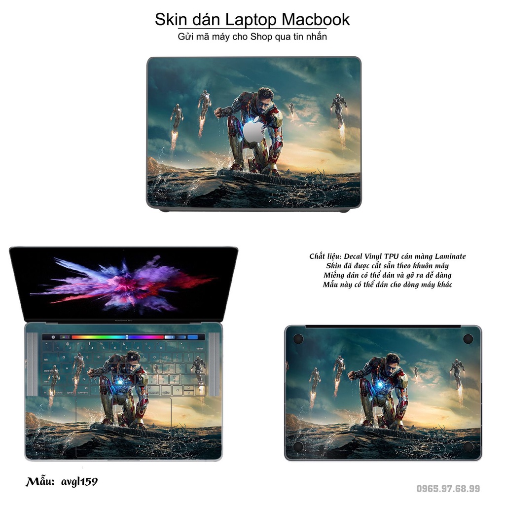 Skin dán Macbook mẫu Avenger (đã cắt sẵn, inbox mã máy cho shop)