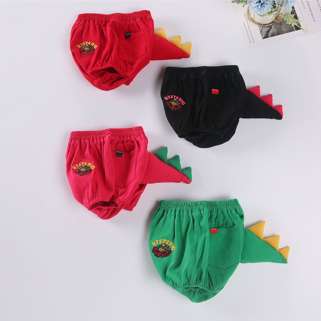 Quần Cotton Màu Đen Thêu Họa Tiết Khủng Long Hoạt Hình Nhiều Màu Thời Trang Mùa Hè Cho Bé