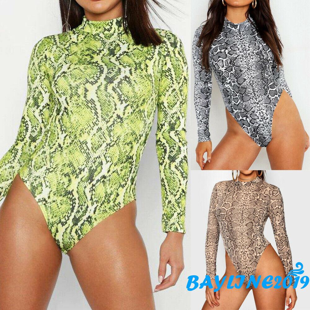 Áo liền quần tay dài họa tiết da rắn thời trang cho nữ