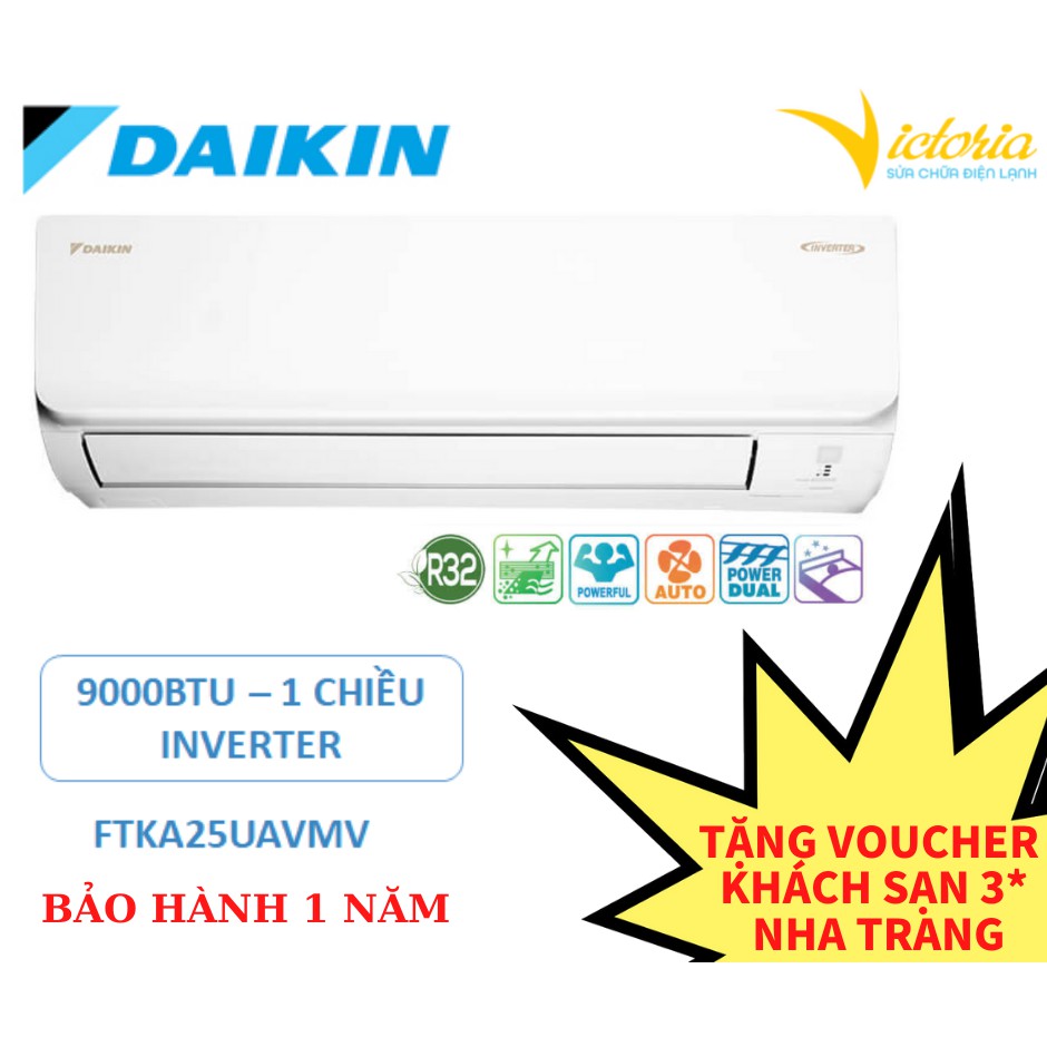 MIỄN PHÍ CÔNG LẮP ĐẶT & VẬT TƯ - Điều hòa không khí 1 chiều Daikin 9000BTU Inverter – FTKA25UAVMV Mới