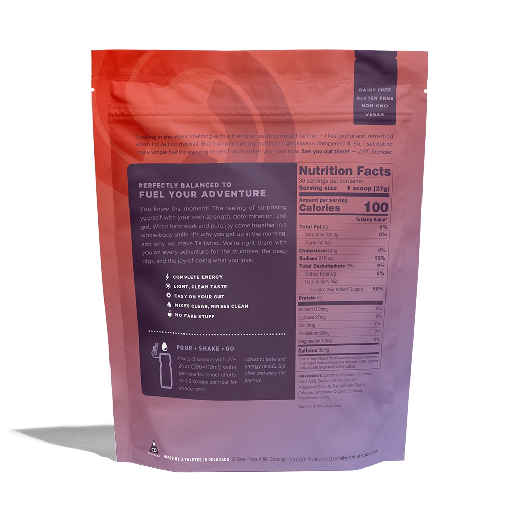 Bột Dinh Dưỡng Thể Thao Tailwind Endurance Fuel Cola Caffeinated gói 810g