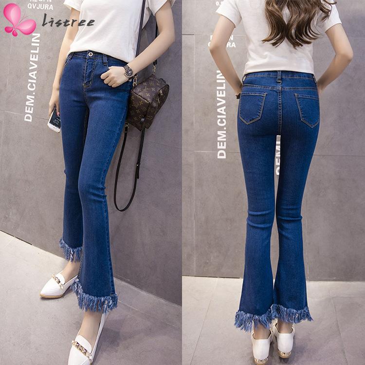 Quần ống loe tua rua phong cách cao bồi cho phái nữ