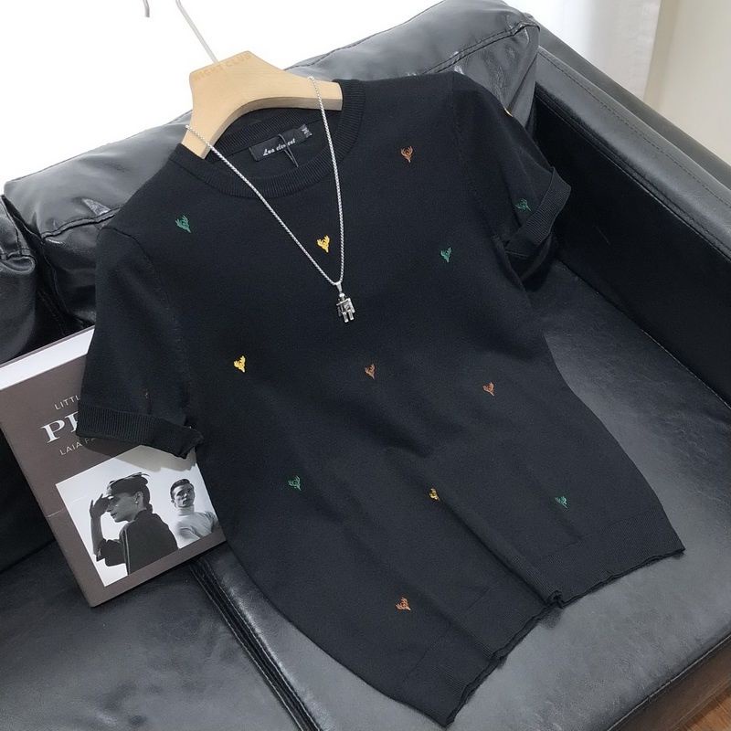 Áo Thun Nam Tay Ngắn Cổ Tròn Có Họa Tiết Thêu Thời Trang Phong Cách