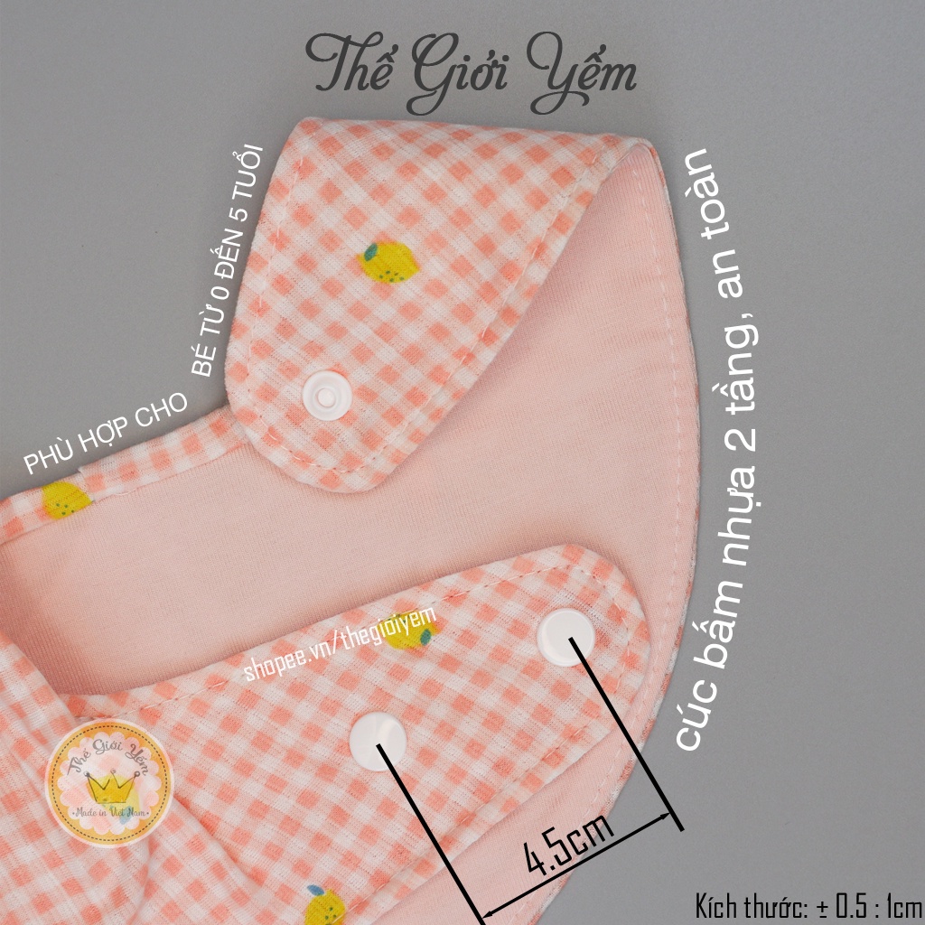 Khăn yếm quàng cổ cho bé gái form ôm cổ cotton mềm mại 2 lớp xinh yêu thời trang ăn dặm YBG001 THẾ GIỚI YẾM