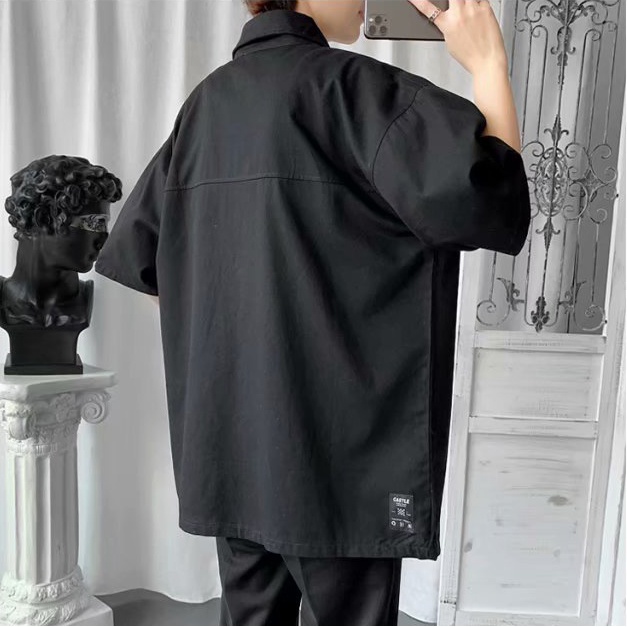 Áo Sơ Mi Tay Lỡ Form Rộng Thêu GIO&SION Unisex Cho Cả Nam Và Nữ Vải Kaki Hàn Đẹp