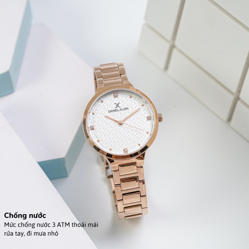 Đồng hồ nữ Daniel Klein Watch DK.1.12529 mặt nhỏ kính cường lực chống xước, chống nước, dây thép đeo tay cao cấp
