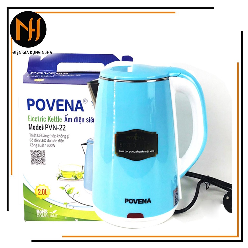 Ấm Siêu Tốc Inox 2L Povena PVN-22 Công Suất 1500W Đun Sôi Nhanh Tiết Kiệm Điện-Hàng Chính Hãng