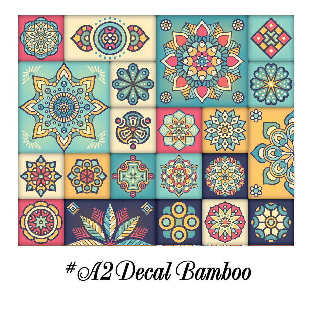 Set A2 30 ô (20x20cm) Decal gạch bông bamboo