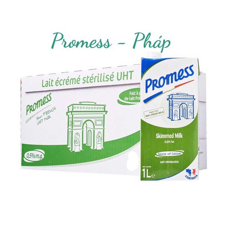 [ DATE MỚI NHẤT ] THÙNG 6 HỘP SỮA TÁCH BÉO PROMESS PHÁP ( 1 Hộp/ 1L )