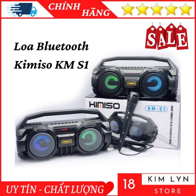 Loa Bluetooth Kimiso KM S1 - Loa Bluetooth Karaoke Tặng Kèm Mic , Đèn Led Sống Động Pass Cực Khỏe - Bảo Hành 12 Tháng
