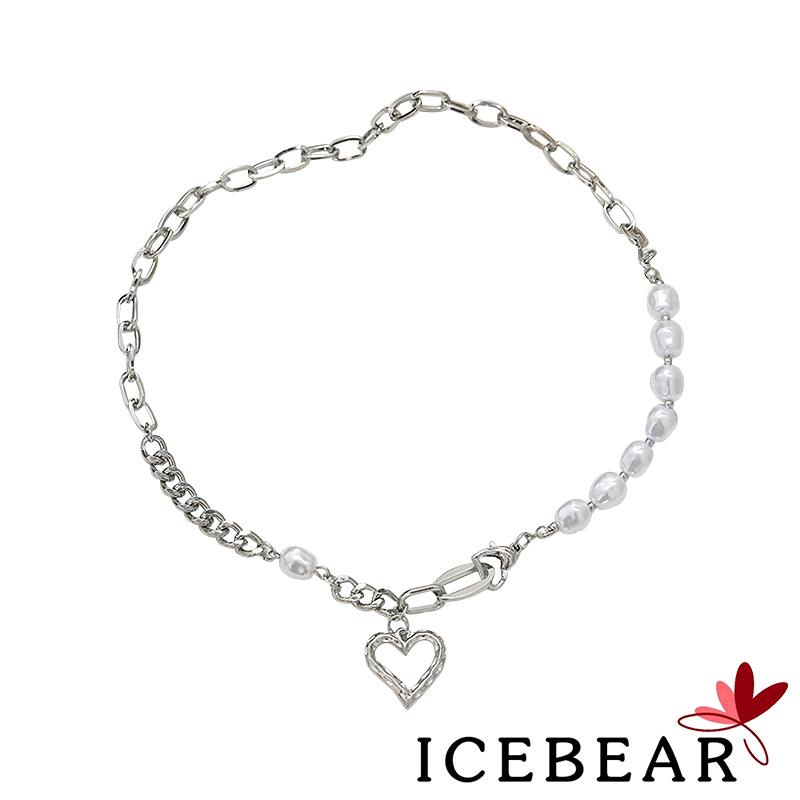 Vòng cổ hợp kim mặt hình trái tim đính ngọc trai giả thời trang đơn giản cho nữ