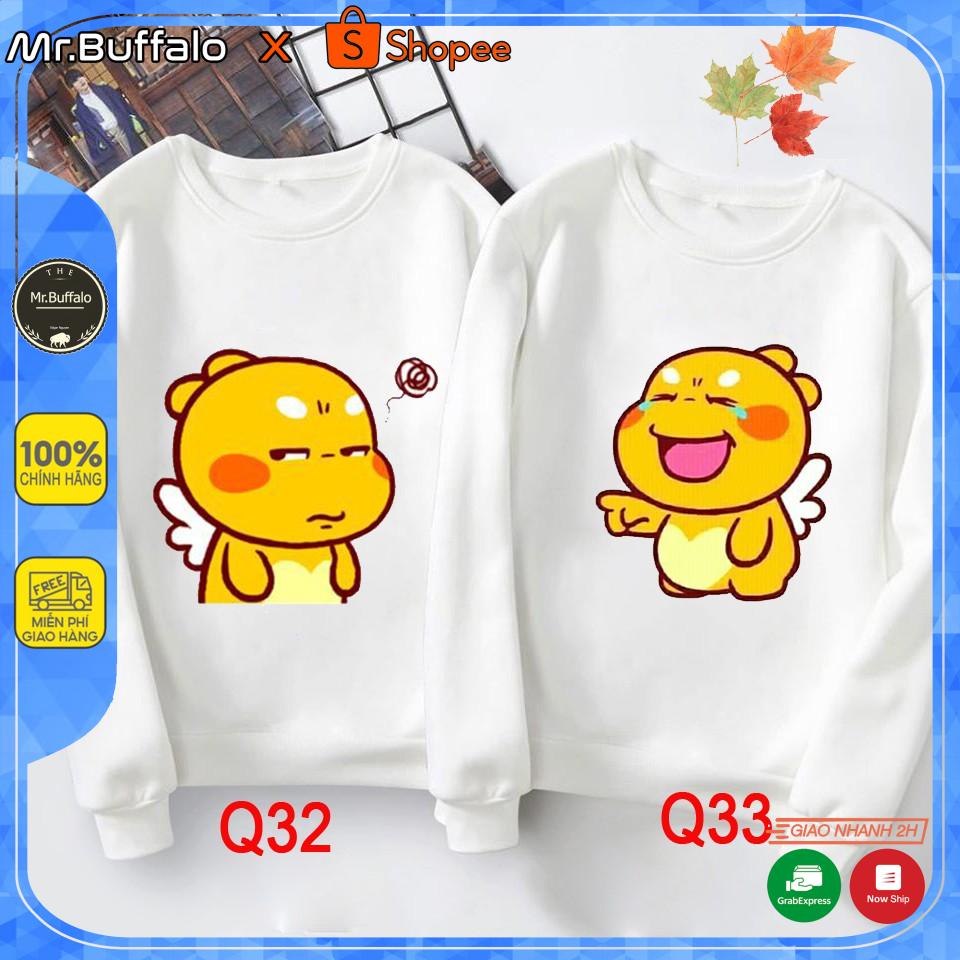 Áo nỉ đôi sweater nam nữ cute - QOOBEE MÙA ĐÔNG VNXK Mr.Buffalo