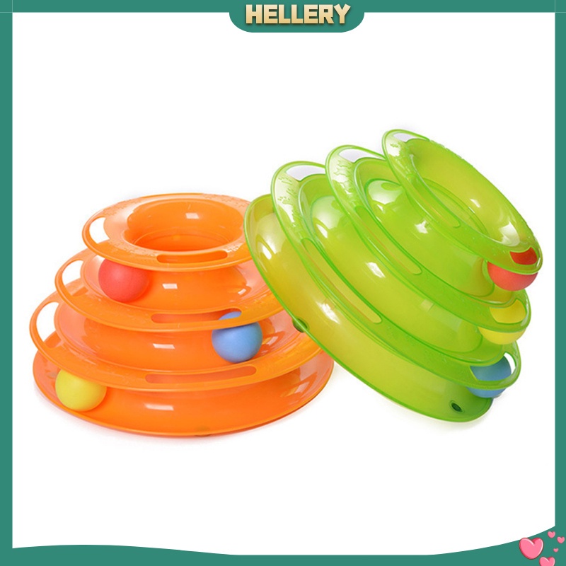 [HelleryVN] Khay Bóng Đồ Chơi Ba Tầng Màu Xanh Lá Cây Thông Minh Cho Mèo Cưng