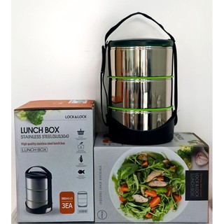 🍒🍒Cặp lồng cơm inox 3 tầng Lock&Lock LHC991GR 980ml