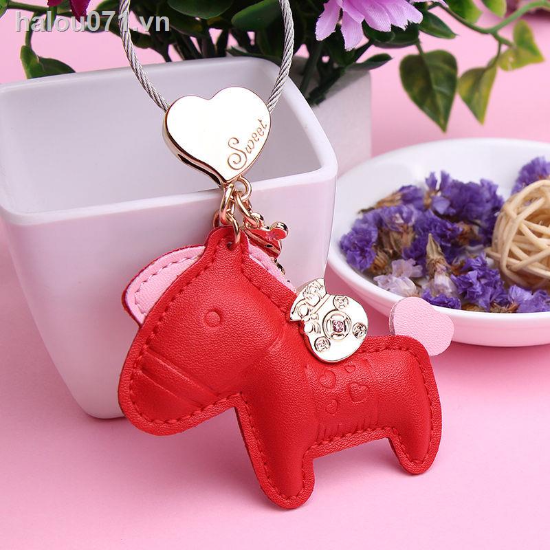 ✿Cổ Phiếu Sẵn Sàng✿ Móc Chìa Khóa Bằng Da Hình Ngựa Sáng Tạo Dễ Thương