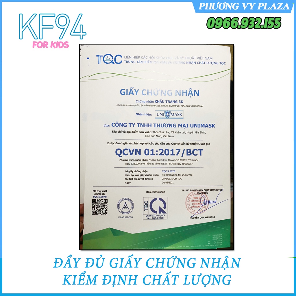 Thùng 300 chiếc khẩu trang trẻ em 4 lớp KF94 UNI MASK giúp bé kháng khuẩn và chống bụi mịn