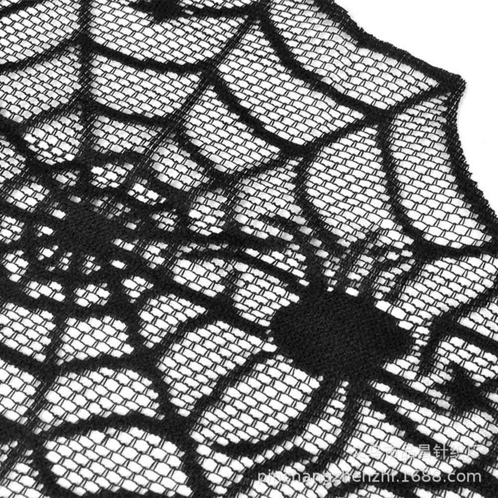 YIYU Khăn Ren Trải Bàn Trang Trí Halloween Màu Đen