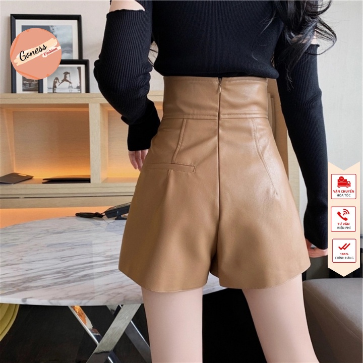 Quần da nữ Goness cạp cao giả váy kiểu vạt chéo 3 cúc cao cấp siêu tôn dáng 206 | BigBuy360 - bigbuy360.vn