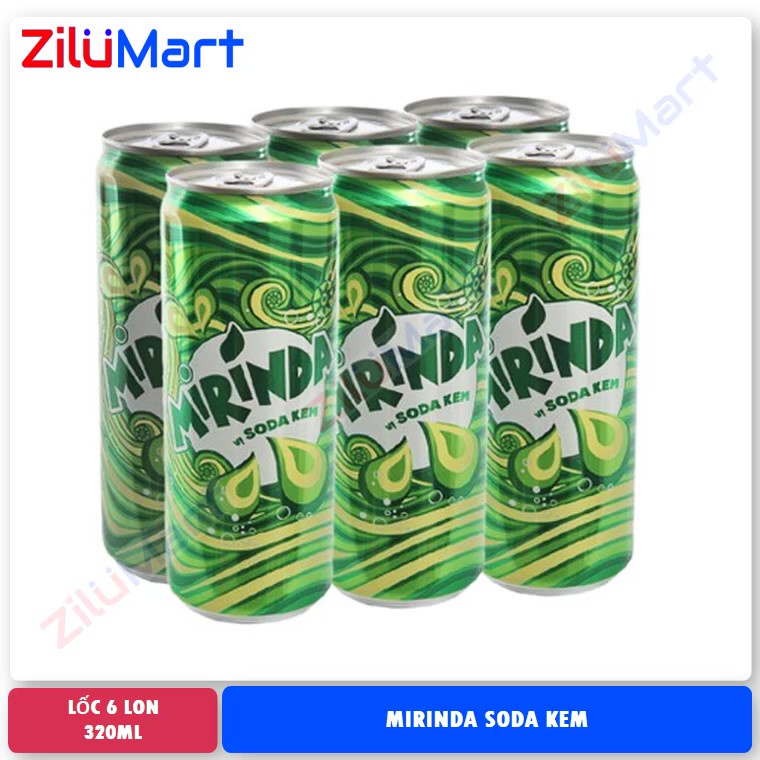 [HỎA TỐC HCM] Lốc 6 lon nước ngọt Mirinda vị soda kem loại 320ml