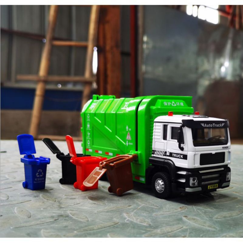 Đồ chơi xe chở rác kim loại tỉ lệ 1:50