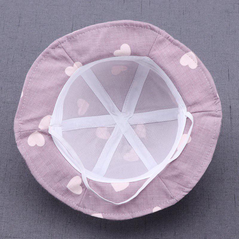 Nón bucket hoạ tiết trái tim phong cách Hàn Quốc đáng yêu cho bé