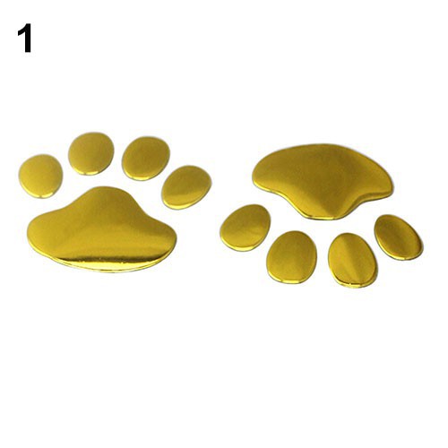 Miếng dán hình dấu chân chó 3D màu vàng/bạc để trang trí xe