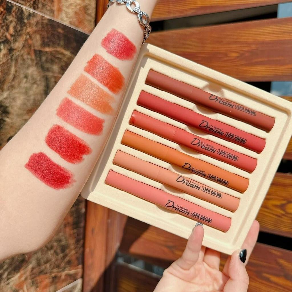 Son môi combo 6 son DR.EAM Thái chất son mướt và lì tone màu hot nhất hiện nay