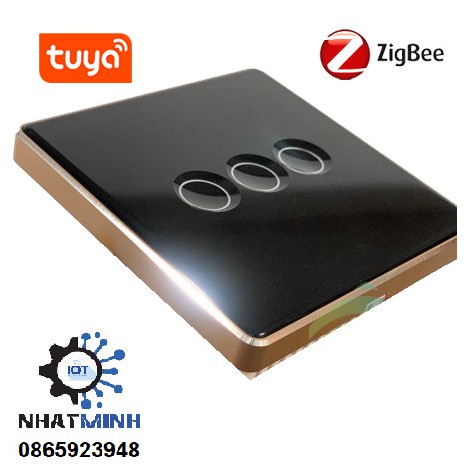 Công Tắc Zigbee Tuya SmartLife Viền Kim Loại Nút Bấm Lõm Hình Vuông