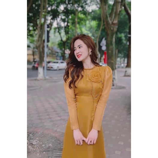 Áo dài tay bồng thiết kế sang chanh