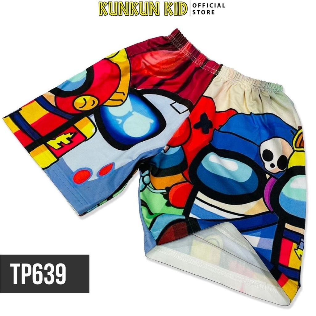 Quần áo bé trai Kunkun Kid TP639 chất thun lạnh co giãn 4 chiều in 3d hoạt hình among us