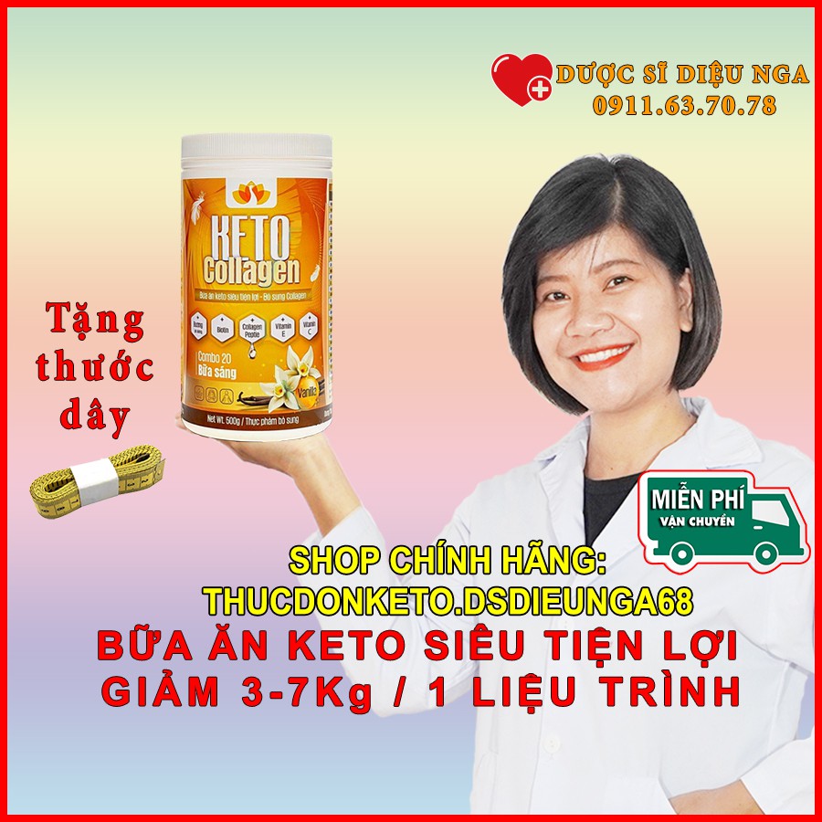Hàng hot -  Keto Collagen 500g [Chính Hãng] - Bữa ăn KETO GIẢM CÂN SIÊU TIỆN LỢI, Giảm cân tại nhà, nhanh, an toàn
